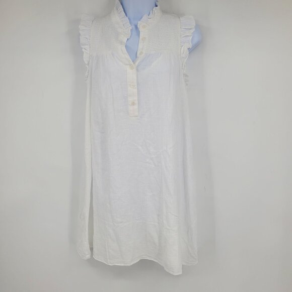 J. Crew White Garden Smocked Boho Coastal Popover Dress In Soft Gauze XS - Picture 1 of 11